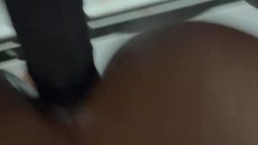 Bathroom booty gets pounded and filled with cum