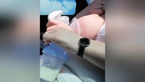 Pumping My Big Milk Tits Empty In The Car