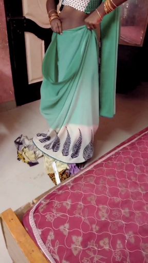 Desi Tamil Wife Renu Wet Nude Body Towel Dry &amp; Slow Saree Dressing Tease! Indianhotwifex