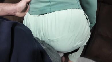Petite white girl grinds thick ass on cock in ski pants POV
