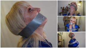 Wraparound Tape Gag Slow Neck Stretching and Gag Talking Chair Tape Bound WMV 1080p