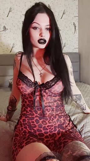 Sexy lingerie model in leopard print