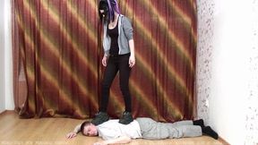 A powerfull goth girl practices humiliating a guy (0080, 720p)