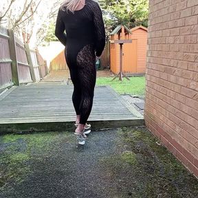 Sexy Crossdresser kellycd2022 in black playsuit and stripper heels