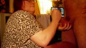 Ugly and fat neighbor slut gives me handjob and rimjob