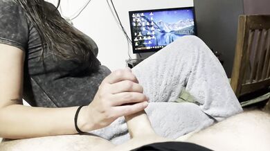 My stepsister grabs my penis before I go to rest