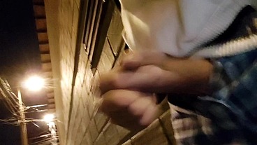 Risky public jerking off outdoors. Gay exhib