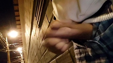 Risky public jerking off outdoors. Gay exhib