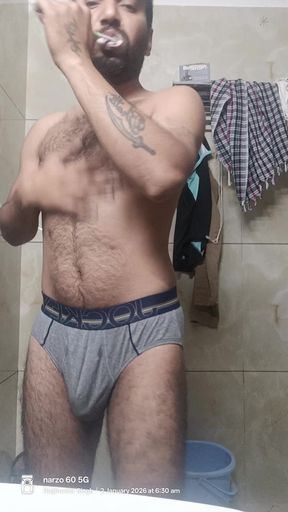 Indian Rajasthani Desi Man Enjoy Shower and Masterbation Show with Neighbour Police Officer