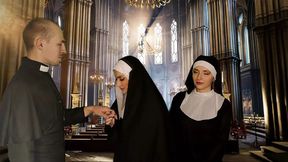 Devilish Nuns Tempt Priest with Sinful Pleasures