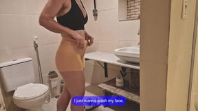 gym bathroom surprise - hotwife sucks and fucks friend