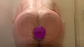 Big ass anal shower dildo masturbation