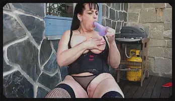 Horny Grandma Inna Outdoor Strap-On Solo
