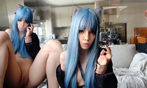 Alt girl smokes and shows her pussy