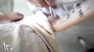 Girlfriend helps Boyfriend jerk off !!