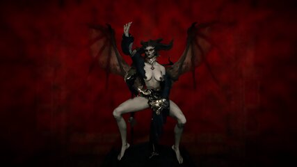 Lilith, slim succubus dancing hot in the dungeon