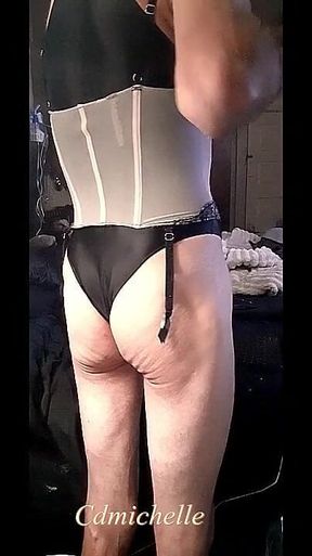Crossdresser Cdmichelle Wearing Sexy Black Turtle Neck Bodysuit