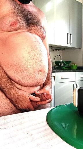 Chubby with Big Fat Cock, Fucking My Ass with Huge Plug, and Handjob Machine