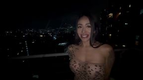 latina milf lets him creampie if he fucks on balcony