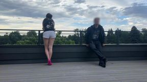 FULL 14 min DICKFLASH roof cafe adventure  creampie