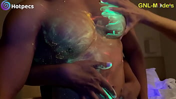 Getting nipple played in psychedelic colours!