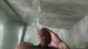pov big uncut daddy cock cums and squirts post cum to the water stream