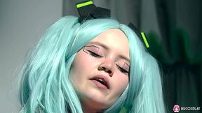 Sexy slutty teen Rebecca Nixon has fun with a sex toy.