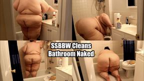SSBBW Cleans Bathroom Naked