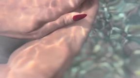 Ebony Goddess dark red nails aquatic domination