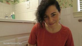 Enjoying a taste of stepmommy's dark, private area down there