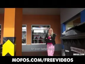 Pretty Euro blond is picked up in public