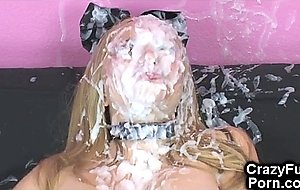 Busty futanari monster self facial!