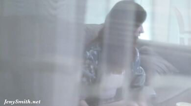 Jeny Smith upskirt while she masturbates and flashes her pretty teen pussy