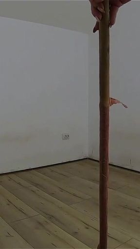Nympho Maid Masturbates with Broom & Mop While Cleaning an Abandoned House