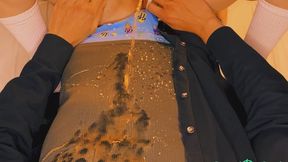 (POV) Lots of yellow morning piss on your body in a nice ribbed undershirt (artwork without audio