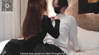 Asian office lady rides her boy toy full creampie load