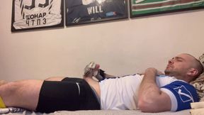 Wank and jizz in Soccer cleats Socks and jersey