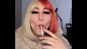 Smoking sissy slut full feminization with catsuit and boots