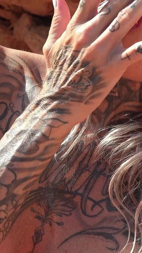 Nymphomaniac Fit German Mature Sophie Logan with Many Tattoos Pick up for Public Fuck