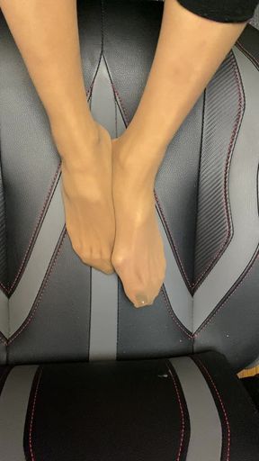 Sexy Tiny Feet in Stocking with Long Toes