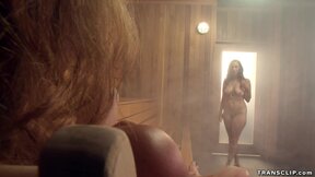 Huge tits step mommy fucking Transgender in sauna