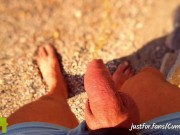 CAUGHT STRAIGHT GUY JERKING HIS HUGE COCK AT NUDE BEACH