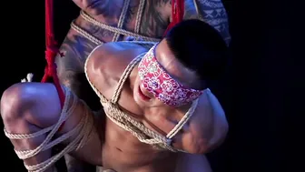 Zed Sheng bound and barebacked by dominant daddy in BDSM session