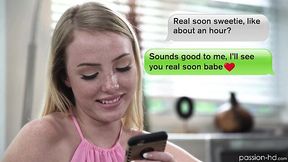 Online hookup leads to sensual sex with lingerie clad Dixie Lynn