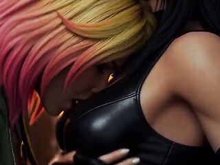 Lesbian AI grok Imagine clip kissing and sex lesbian scene from characters of the marvel cómics Laura Kinney (x23) and Nix