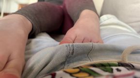 Sensual Stepmom Foot Rubbing and Tickling Sweaty Soles After Her Run