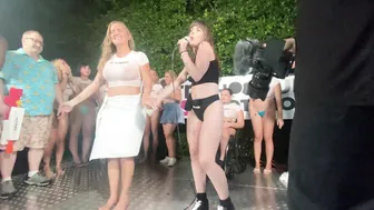 Blake Blossom and Summer Vixen get wild at a wet tshirt pool party