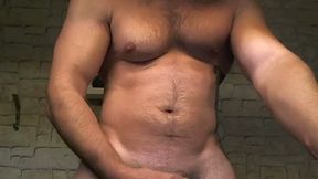 Sexy Man with Great Pecs Jerking His Big Cock