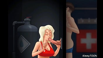 Summertime Saga sex scene - Blond Lifeguard save my life and suck my the cum out of my balls