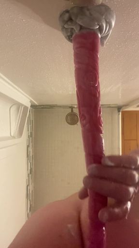 Amateur teen plays with a dildo in POV solo anal scene